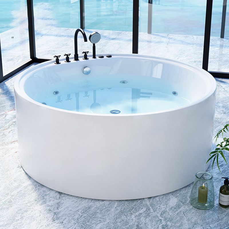 Round Freestanding Soaking Bathtub Modern Acrylic-Fiberglass White Bathtub Clearhalo 'Bathroom Remodel & Bathroom Fixtures' 'Bathtubs' 'Home Improvement' 'home_improvement' 'home_improvement_bathtubs' 'Showers & Bathtubs' 1200x1200_3e9eec5c-e5c6-4187-b37f-9357e8911fd5