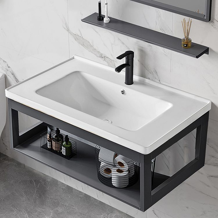 Single Modern Bath Vanity Wall Mount Metal Base Rectangular Bathroom Vanity Clearhalo 'Bathroom Remodel & Bathroom Fixtures' 'Bathroom Vanities' 'bathroom_vanities' 'Home Improvement' 'home_improvement' 'home_improvement_bathroom_vanities' 1200x1200_3eda274d-eaf9-422b-8749-d0c452cb951c