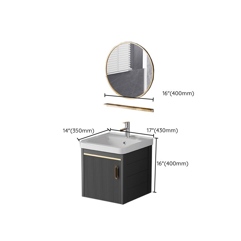 Glam Single-Sink Bathroom Vanity Dark Black Ceramic Rectangular Vanity Set Clearhalo 'Bathroom Remodel & Bathroom Fixtures' 'Bathroom Vanities' 'bathroom_vanities' 'Home Improvement' 'home_improvement' 'home_improvement_bathroom_vanities' 1200x1200_3f531644-0239-4980-86d1-5421f098341a