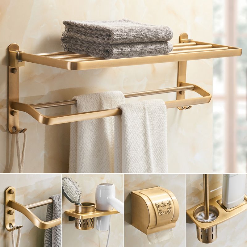 Vintage Bronze Bathroom Accessory Set Brushed Brass Towel Bar/Paper Holder/Bath Shelf Clearhalo 'Bathroom Hardware Sets' 'Bathroom Hardware' 'Bathroom Remodel & Bathroom Fixtures' 'bathroom_hardware_sets' 'Home Improvement' 'home_improvement' 'home_improvement_bathroom_hardware_sets' 1200x1200_3f7cbe4e-2010-453c-aa0c-9693bd9592f9