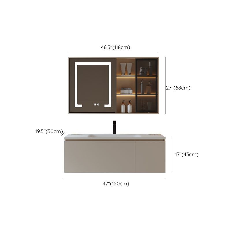 Glam Wood Frame Vanity White Single Sink Rectangular Wall-Mounted Vanity with Mirror Clearhalo 'Bathroom Remodel & Bathroom Fixtures' 'Bathroom Vanities' 'bathroom_vanities' 'Home Improvement' 'home_improvement' 'home_improvement_bathroom_vanities' 1200x1200_3f82fdf2-f0c2-4679-b6b7-6706007581ff