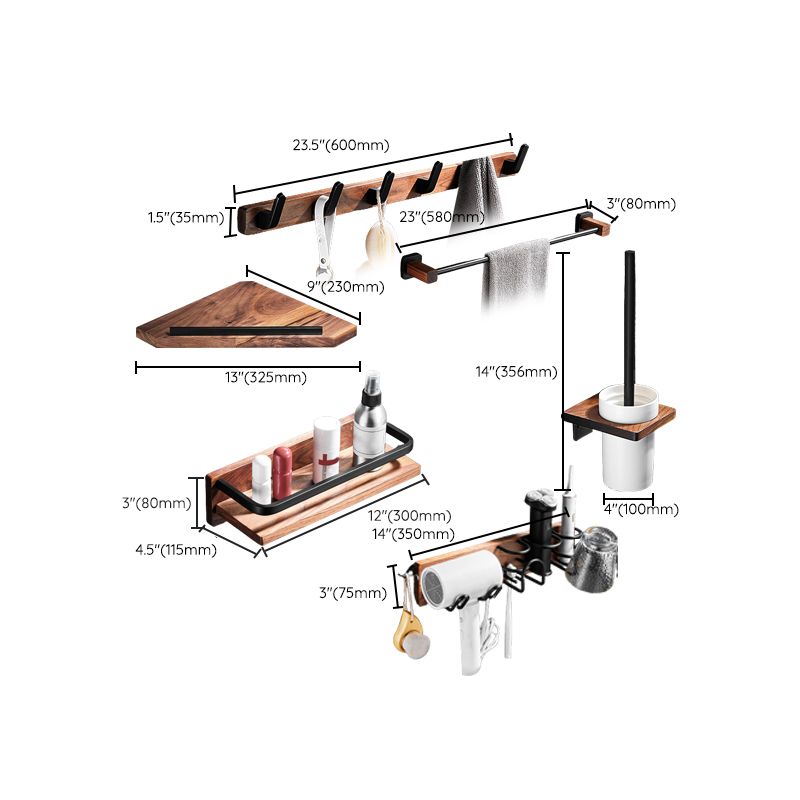 7 Piece Bathroom Accessory Set Wood and Metal Bathroom Accessories Hardware Set Clearhalo 'Bathroom Hardware Sets' 'Bathroom Hardware' 'Bathroom Remodel & Bathroom Fixtures' 'bathroom_hardware_sets' 'Home Improvement' 'home_improvement' 'home_improvement_bathroom_hardware_sets' 1200x1200_3f9003a7-9131-4341-9413-5c4812d0a9c9