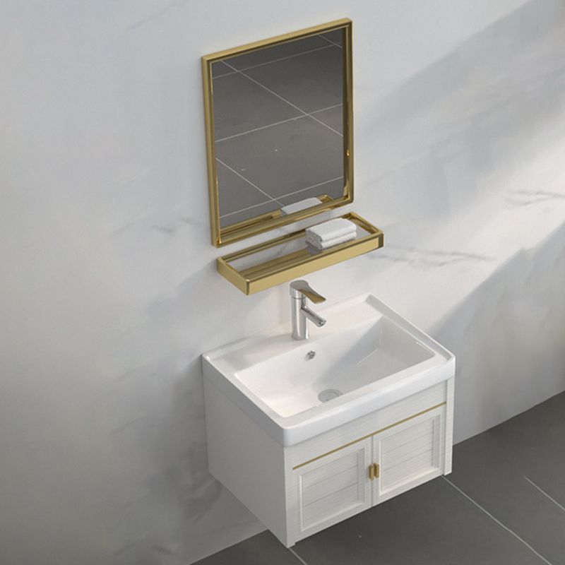 Single Sink Vanity Set Mirror Wall Mount Metal Frame Rectangle Bath Vanity with 2 Doors Clearhalo 'Bathroom Remodel & Bathroom Fixtures' 'Bathroom Vanities' 'bathroom_vanities' 'Home Improvement' 'home_improvement' 'home_improvement_bathroom_vanities' 1200x1200_3fb20ee0-ff4a-4dad-8f7f-9fb9b5017dc6