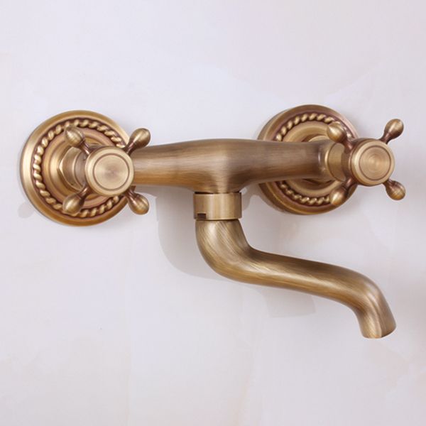 Traditional Wall Mounted Metal Tub Filler Double Handles Waterfall Tub Faucet Trim Clearhalo 'Bathroom Remodel & Bathroom Fixtures' 'Bathtub Faucets' 'bathtub_faucets' 'Home Improvement' 'home_improvement' 'home_improvement_bathtub_faucets' 1200x1200_3fb9e744-ba36-428f-93b4-491204e1ddea