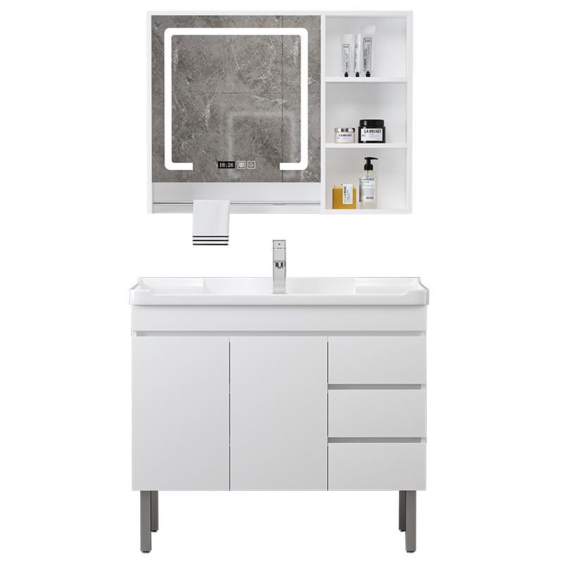 Modern Sink Vanity Freestanding Wood Bathroom Sink Vanity with Mirror Clearhalo 'Bathroom Remodel & Bathroom Fixtures' 'Bathroom Vanities' 'bathroom_vanities' 'Home Improvement' 'home_improvement' 'home_improvement_bathroom_vanities' 1200x1200_3fe72909-2b87-4713-b432-3f60e998942a