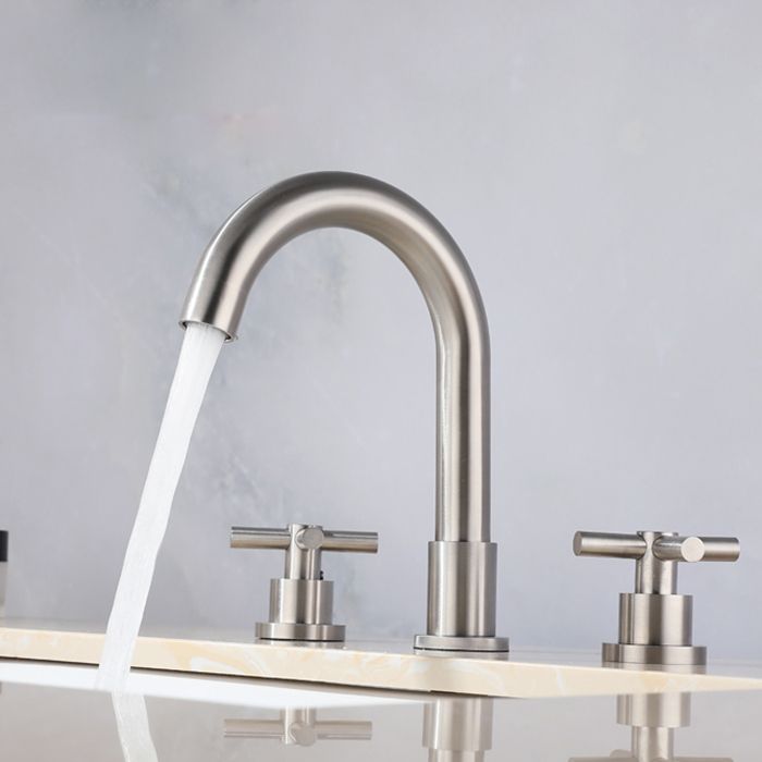 Stainless Steel Sink Faucet Circular Cross Handles Faucet for Bathroom Clearhalo 'bathroom_sink_faucets' 'Conjunta de Baño y Conjunta de Grifo' 'Coronamiento de Baño y Dispositivo de Baño' 'Grifo del lavabo del baño' 'Hogar' 'home_improvement' 'home_improvement_bathroom_sink_faucets' 'Mejoras para el hogar' 1200x1200_40216619-ddca-4b4c-8252-7cb5400e299f