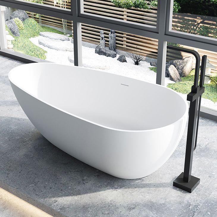 Soaking Stand Alone Tub with Drain Bathroom White Stone Bathtub Clearhalo 'Bathroom Remodel & Bathroom Fixtures' 'Bathtubs' 'Home Improvement' 'home_improvement' 'home_improvement_bathtubs' 'Showers & Bathtubs' 1200x1200_40276610-a0a1-4abe-88a1-a4546b749505