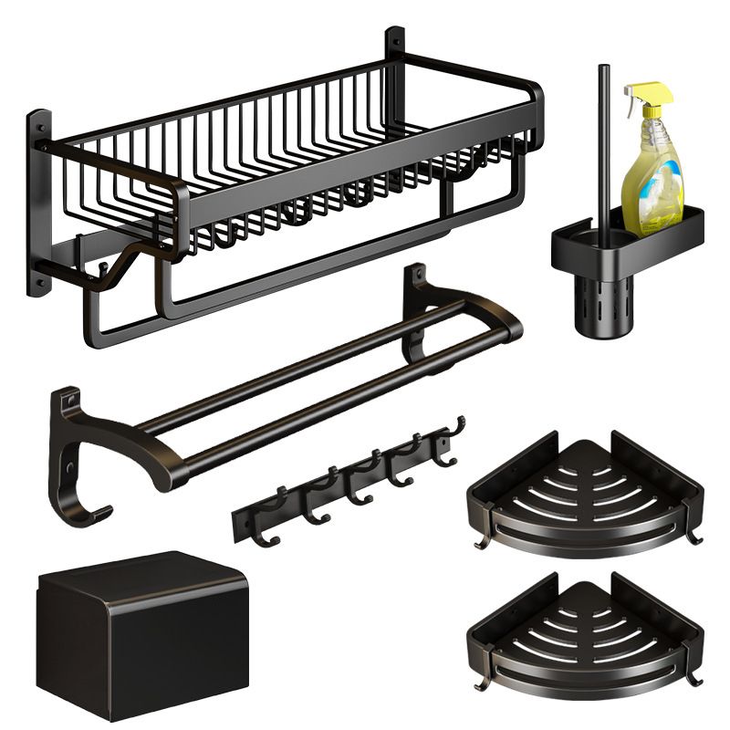 Modern Black Metal Bath Hardware Set Towel Bar Bathroom Hardware Set Clearhalo 'Bathroom Hardware Sets' 'Bathroom Hardware' 'Bathroom Remodel & Bathroom Fixtures' 'bathroom_hardware_sets' 'Home Improvement' 'home_improvement' 'home_improvement_bathroom_hardware_sets' 1200x1200_40294e0b-2dc1-4438-a561-6403d4ece852