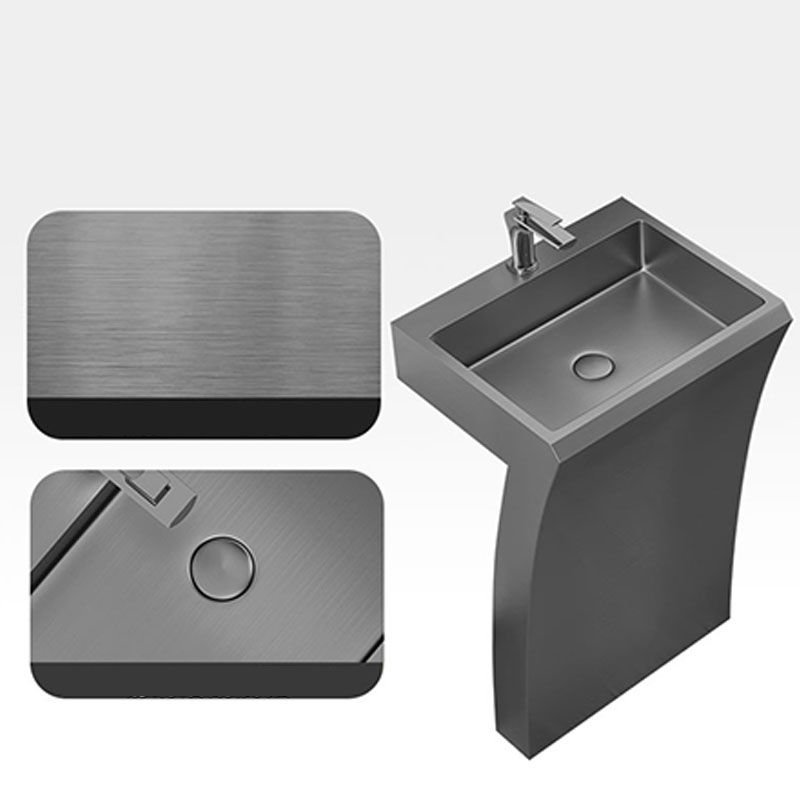 Contemporary Bathroom Sink with Pop-Up Drain Rectangular Metal Pedestal Sink Clearhalo 'Bathroom Remodel & Bathroom Fixtures' 'Bathroom Sinks & Faucet Components' 'Bathroom Sinks' 'bathroom_sink' 'Home Improvement' 'home_improvement' 'home_improvement_bathroom_sink' 1200x1200_40599124-09f6-4477-8a50-c753c4834ce3