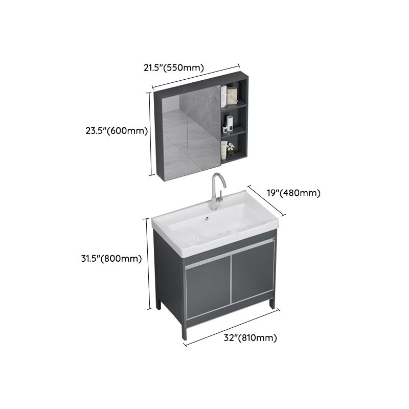 Freestanding Bathroom Vanity Space Aluminum Bathroom Vanity with Sink Clearhalo 'Bathroom Remodel & Bathroom Fixtures' 'Bathroom Vanities' 'bathroom_vanities' 'Home Improvement' 'home_improvement' 'home_improvement_bathroom_vanities' 1200x1200_406eda69-578c-4d28-b2db-fa6cb124014d