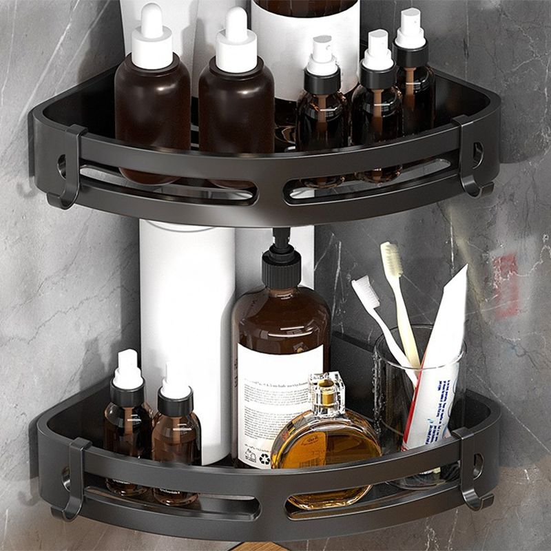 Modern Bath Hardware Set Bath Shelf Silver/Black Bathroom Accessory Kit Clearhalo 'Bathroom Hardware Sets' 'Bathroom Hardware' 'Bathroom Remodel & Bathroom Fixtures' 'bathroom_hardware_sets' 'Home Improvement' 'home_improvement' 'home_improvement_bathroom_hardware_sets' 1200x1200_40ab370d-d8ab-4835-8126-6a135e81d01c