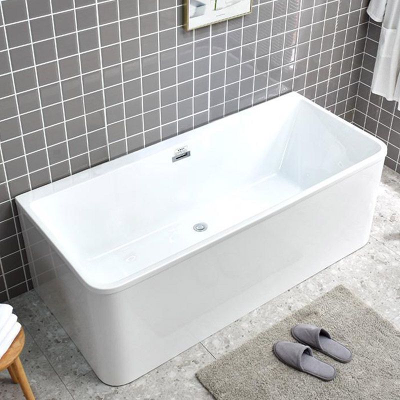 Rectangle Modern White Acrylic Bathtub Back to Wall with Drain and Massage Device Bath Tub Clearhalo 'Bathroom Remodel & Bathroom Fixtures' 'Bathtubs' 'Home Improvement' 'home_improvement' 'home_improvement_bathtubs' 'Showers & Bathtubs' 1200x1200_40be48a7-da40-4de0-ab59-aa027ada813c