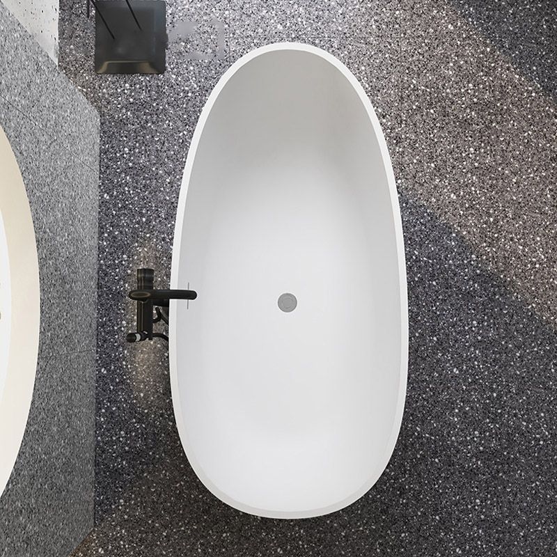 Modern Ellipse Stone Bathtub Freestand Soaking Bathtub with Drain Bath Tub Clearhalo 'Bathroom Remodel & Bathroom Fixtures' 'Bathtubs' 'Home Improvement' 'home_improvement' 'home_improvement_bathtubs' 'Showers & Bathtubs' 1200x1200_40e95031-3ab4-4071-94f4-16d57c1461af