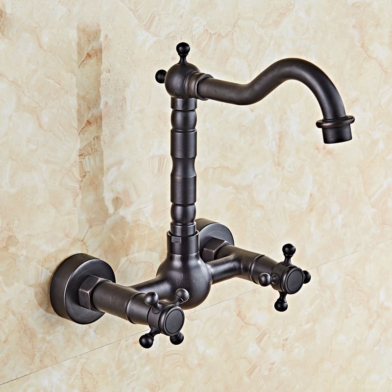 Glam 2-Handle Bathroom Sink Faucet 2-Hole Wall Mounted Bathroom Faucet Clearhalo 'Bathroom Remodel & Bathroom Fixtures' 'Bathroom Sink Faucets' 'Bathroom Sinks & Faucet Components' 'bathroom_sink_faucets' 'Home Improvement' 'home_improvement' 'home_improvement_bathroom_sink_faucets' 1200x1200_40ec6fd2-4afe-4764-a8fb-cbd5181e7d7c