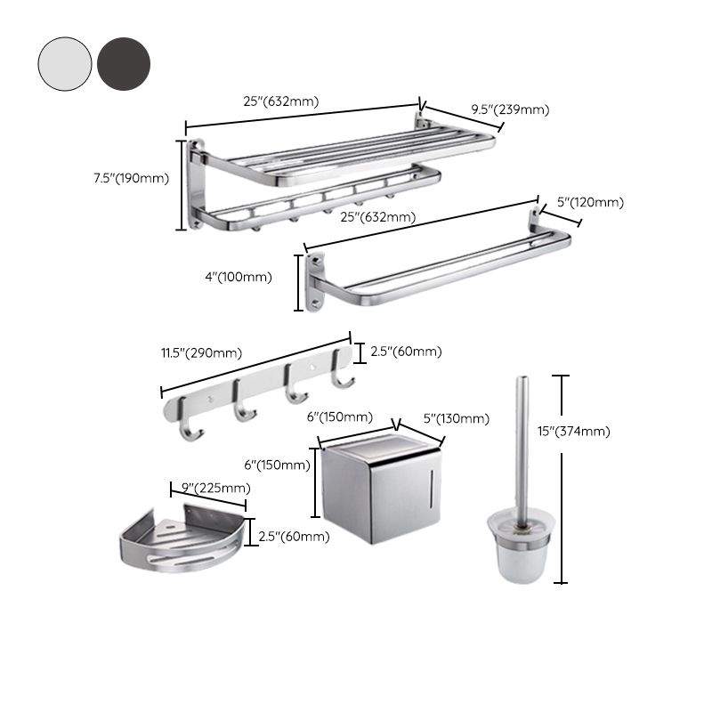 Contemporary Bathroom Hardware Set Towel Bar/Bath Shelf & Paper Holder Included Clearhalo 'Bathroom Hardware Sets' 'Bathroom Hardware' 'Bathroom Remodel & Bathroom Fixtures' 'bathroom_hardware_sets' 'Home Improvement' 'home_improvement' 'home_improvement_bathroom_hardware_sets' 1200x1200_40ed7438-c53f-4318-b985-d7c677d7f49a