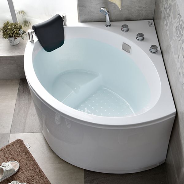 Freestanding Soaking Corner Bathtub Contemporary Acrylic-Fiberglass Bathtub with Seat Clearhalo 'Bathroom Remodel & Bathroom Fixtures' 'Bathtubs' 'Home Improvement' 'home_improvement' 'home_improvement_bathtubs' 'Showers & Bathtubs' 1200x1200_4124f34e-9757-448a-a75a-eb4fca6affd9