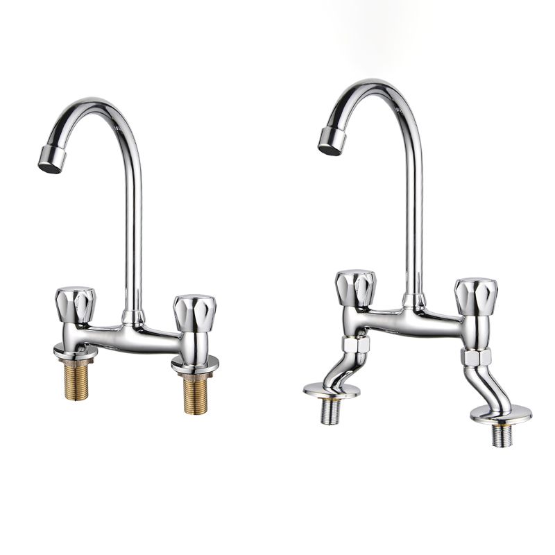 Contemporary Widespread Sink Faucet Knob Handle Gooseneck Arc Solid Brass Faucet Clearhalo 'Bathroom Remodel & Bathroom Fixtures' 'Bathroom Sink Faucets' 'Bathroom Sinks & Faucet Components' 'bathroom_sink_faucets' 'Home Improvement' 'home_improvement' 'home_improvement_bathroom_sink_faucets' 1200x1200_4146a8e1-bb60-41fc-91c3-17c73d087f3a