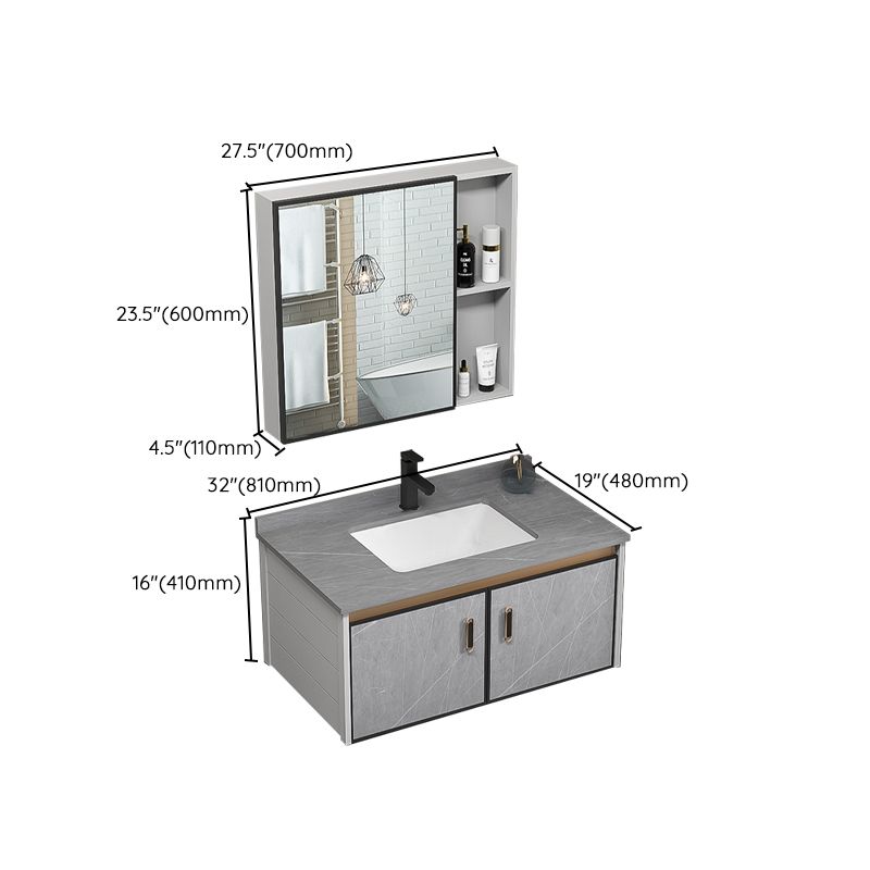 Single Bathroom Vanity Glam Gray Metal Frame Rectangular Wall Mount Vanity Set Clearhalo 'Bathroom Remodel & Bathroom Fixtures' 'Bathroom Vanities' 'bathroom_vanities' 'Home Improvement' 'home_improvement' 'home_improvement_bathroom_vanities' 1200x1200_414ffc87-2496-4f8a-a0fd-fd7b0d907b5d