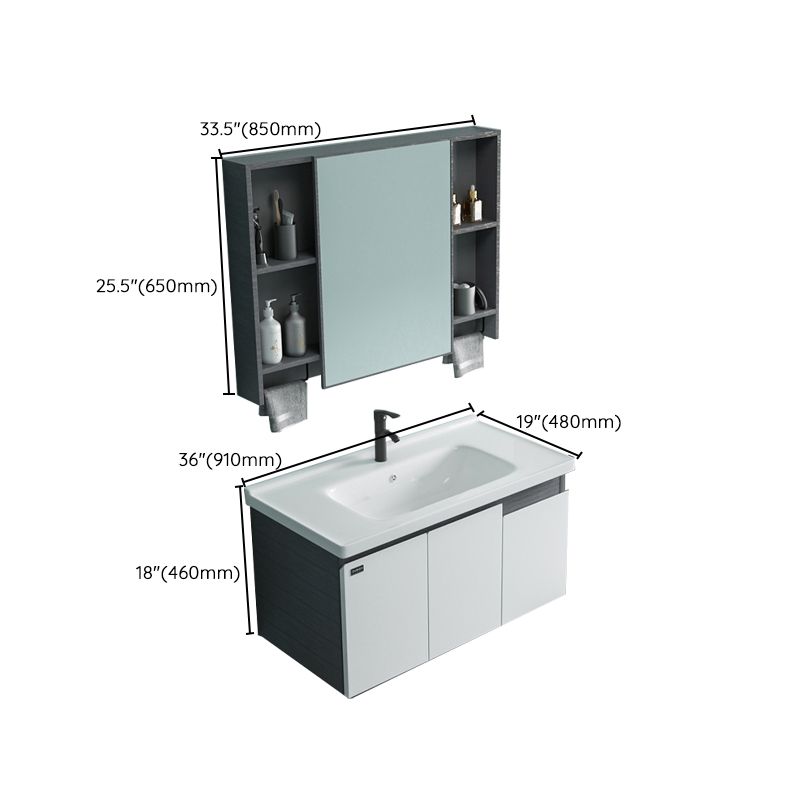 Single Sink Rectangular Bathroom Vanity Modern White Metal Frame Vanity Set Clearhalo 'Bathroom Remodel & Bathroom Fixtures' 'Bathroom Vanities' 'bathroom_vanities' 'Home Improvement' 'home_improvement' 'home_improvement_bathroom_vanities' 1200x1200_41549eff-30a8-4376-927b-717d74a9e19c