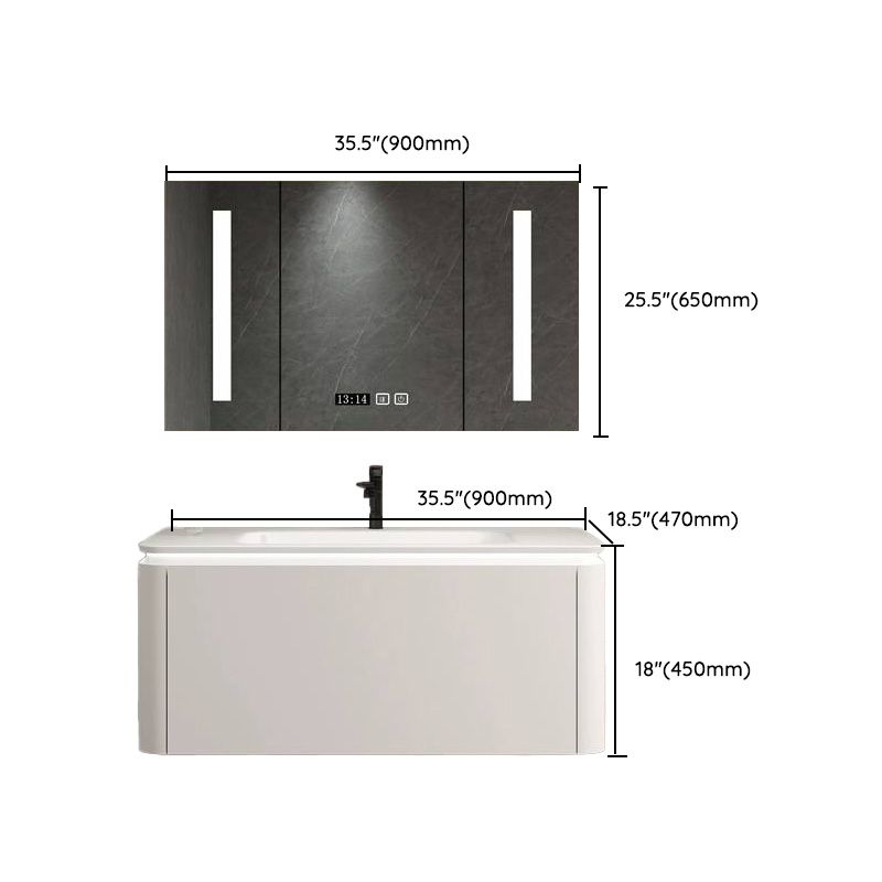 Wall Mounted Bathroom Vanity Mirror Drawer Single Sink Wood Rectangular in White Clearhalo 'Bathroom Remodel & Bathroom Fixtures' 'Bathroom Vanities' 'bathroom_vanities' 'Home Improvement' 'home_improvement' 'home_improvement_bathroom_vanities' 1200x1200_415dbe7f-74b0-4f68-bee7-c8278f7404f6