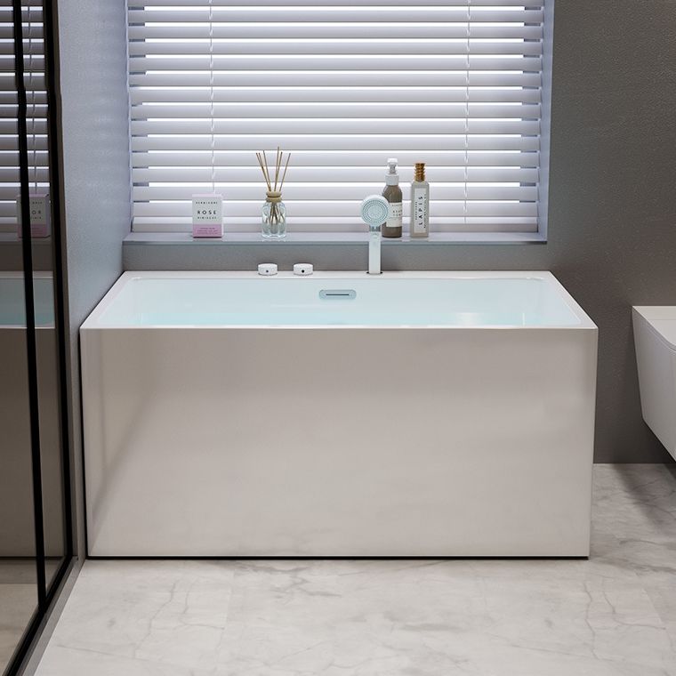 Acrylic Rectangular Back to Wall Bath Tub Freestanding Bathtub with Center Drain Clearhalo 'Bathroom Remodel & Bathroom Fixtures' 'Bathtubs' 'Home Improvement' 'home_improvement' 'home_improvement_bathtubs' 'Showers & Bathtubs' 1200x1200_4187f211-59c4-483d-b8c3-a57bb33d5ab3