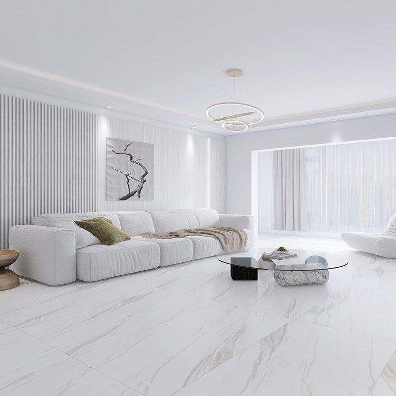 Porcelain Floor Tile Matte White Marble Look Floor and Wall Tile Clearhalo 'Floor Tiles & Wall Tiles' 'floor_tiles_wall_tiles' 'Flooring 'Home Improvement' 'home_improvement' 'home_improvement_floor_tiles_wall_tiles' Walls and Ceiling' 1200x1200_418edce9-6f8f-4942-896e-8ed00097bbbc