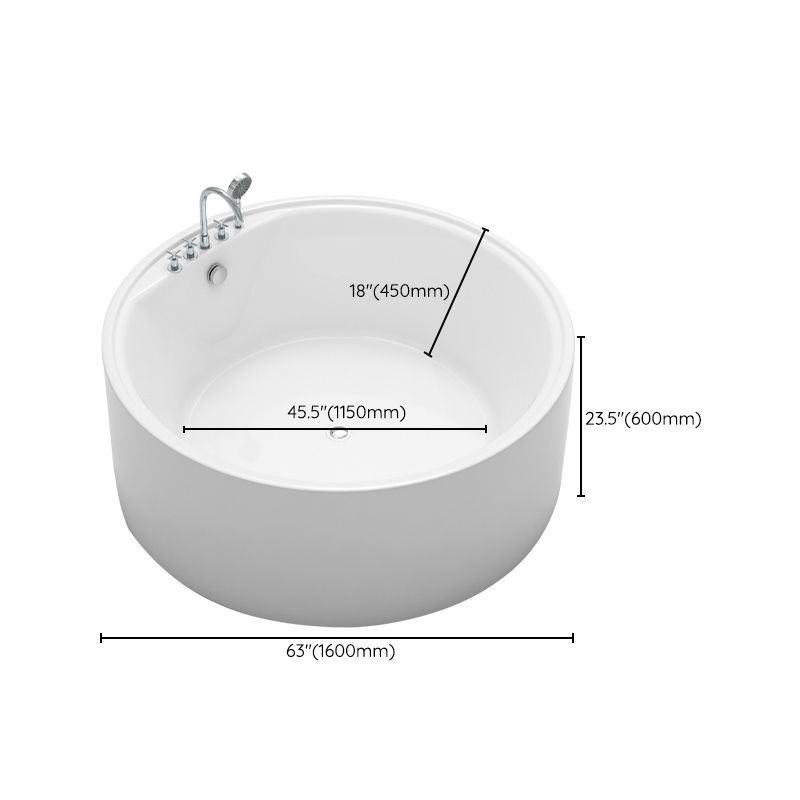 Acrylic Round Bath Tub Whirlpool Freestanding Bathtub with Tub Filler and Trim Kit Clearhalo 'Bathroom Remodel & Bathroom Fixtures' 'Bathtubs' 'Home Improvement' 'home_improvement' 'home_improvement_bathtubs' 'Showers & Bathtubs' 1200x1200_4197e5a4-40ab-4d8c-b5e4-4f368d187349