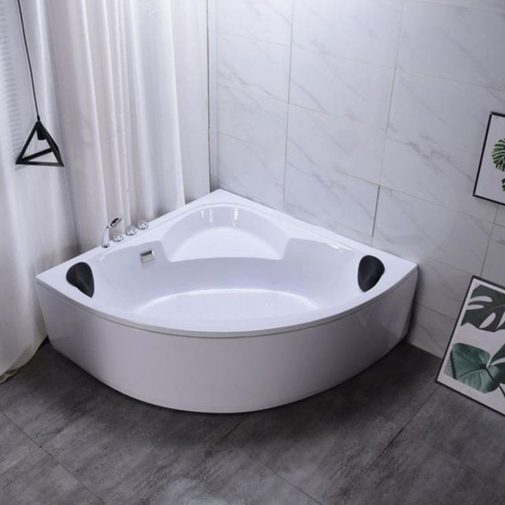 Acrylic Corner Soaking Bathtub Antique Finish Back to Wall Bath Tub Clearhalo 'Bathroom Remodel & Bathroom Fixtures' 'Bathtubs' 'Home Improvement' 'home_improvement' 'home_improvement_bathtubs' 'Showers & Bathtubs' 1200x1200_41cfa2ad-657e-4611-9ce2-98d616816e6f