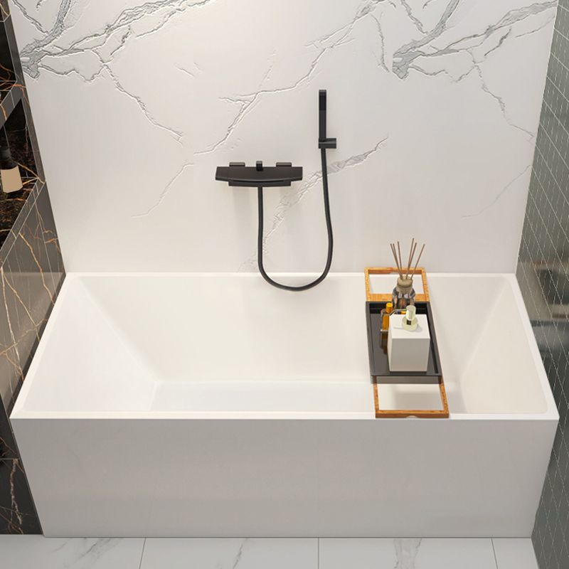 Modern Rectangle Acrylic Bathtub Back to Wall with Drain Bath Tub Clearhalo 'Bathroom Remodel & Bathroom Fixtures' 'Bathtubs' 'Home Improvement' 'home_improvement' 'home_improvement_bathtubs' 'Showers & Bathtubs' 1200x1200_41dd4676-a15a-4afa-a09e-0f887f199cf9