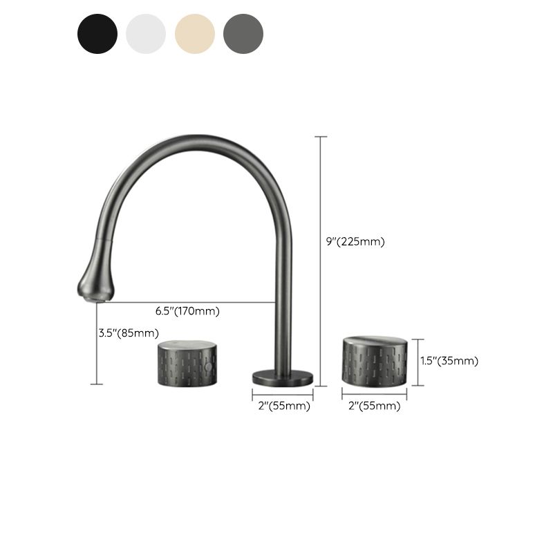 Modern Bathroom Faucet Two Handle Temperature Control Bathtub Faucet Clearhalo 'Bathroom Remodel & Bathroom Fixtures' 'Bathtub Faucets' 'bathtub_faucets' 'Home Improvement' 'home_improvement' 'home_improvement_bathtub_faucets' 1200x1200_41e2c927-2019-4a4f-a600-e83cdeda94f7