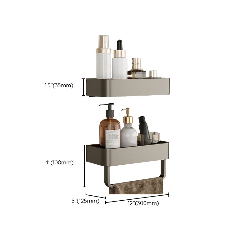 Contemporary Aluminum Bathroom Accessory Set Gray Bath Shelf Clearhalo 'Bathroom Hardware Sets' 'Bathroom Hardware' 'Bathroom Remodel & Bathroom Fixtures' 'bathroom_hardware_sets' 'Home Improvement' 'home_improvement' 'home_improvement_bathroom_hardware_sets' 1200x1200_41f39d24-42ce-40bc-9e51-001c1b2d02df