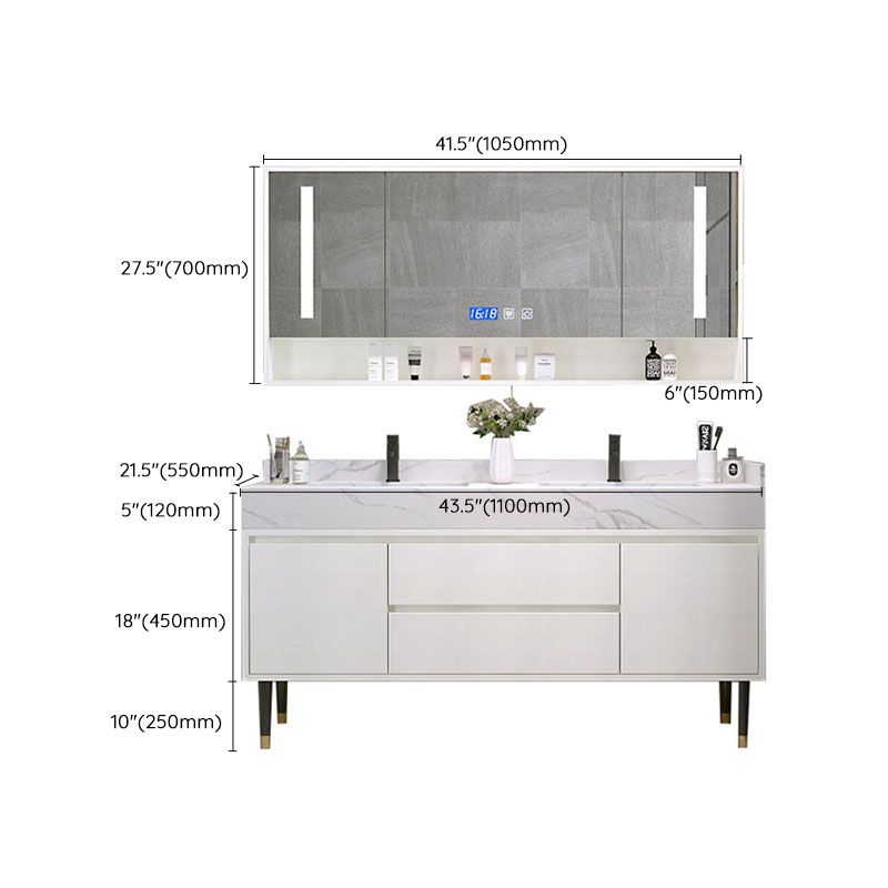 Metal Frame Vanity 2 Doors Double Sink Mirror Freestanding Vanity Set with Drawers Clearhalo 'Bathroom Remodel & Bathroom Fixtures' 'Bathroom Vanities' 'bathroom_vanities' 'Home Improvement' 'home_improvement' 'home_improvement_bathroom_vanities' 1200x1200_4202e9c2-b3ff-457f-8ee4-bde099e0f866