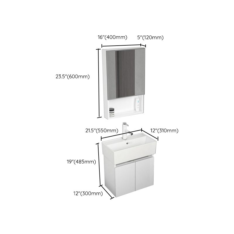 Modern Metal Bathroom Vanity Solid Color Wall Mount Vanity Cabinet in White Clearhalo 'Bathroom Remodel & Bathroom Fixtures' 'Bathroom Vanities' 'bathroom_vanities' 'Home Improvement' 'home_improvement' 'home_improvement_bathroom_vanities' 1200x1200_4220619f-9da1-455d-add5-9b2bc53612cd