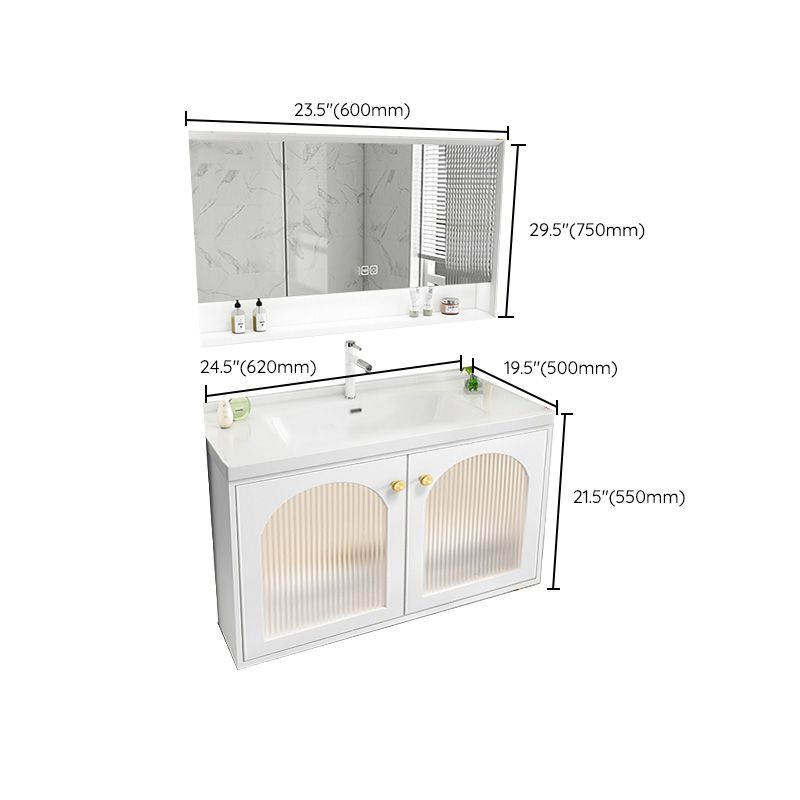 Glam Sink Vanity Single White Rectangular Ceramic Top Bathroom Vanity Clearhalo 'Bathroom Remodel & Bathroom Fixtures' 'Bathroom Vanities' 'bathroom_vanities' 'Home Improvement' 'home_improvement' 'home_improvement_bathroom_vanities' 1200x1200_422fc4a0-5693-4c5d-ad68-c368415a11a9