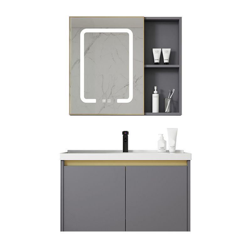 Metal Bathroom Sink Vanity Wall Mounted Bathroom Sink Vanity with Faucet Clearhalo 'Bathroom Remodel & Bathroom Fixtures' 'Bathroom Vanities' 'bathroom_vanities' 'Home Improvement' 'home_improvement' 'home_improvement_bathroom_vanities' 1200x1200_42344e86-0e0c-434d-a734-e8b7f4363a99