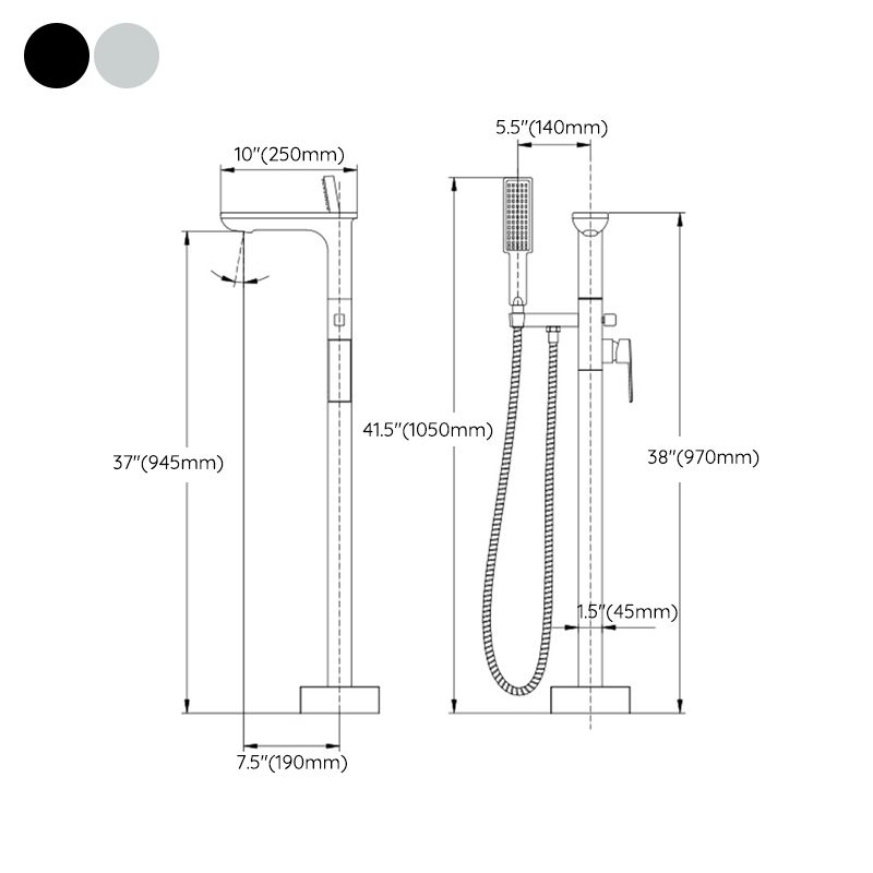 Floor Mounted Copper Bathtub Faucet Single Handle Freestanding Tub Filler Trim Clearhalo 'Bathroom Remodel & Bathroom Fixtures' 'Bathtub Faucets' 'bathtub_faucets' 'Home Improvement' 'home_improvement' 'home_improvement_bathtub_faucets' 1200x1200_42700bc8-58e8-48e9-99c1-b236ad084b58