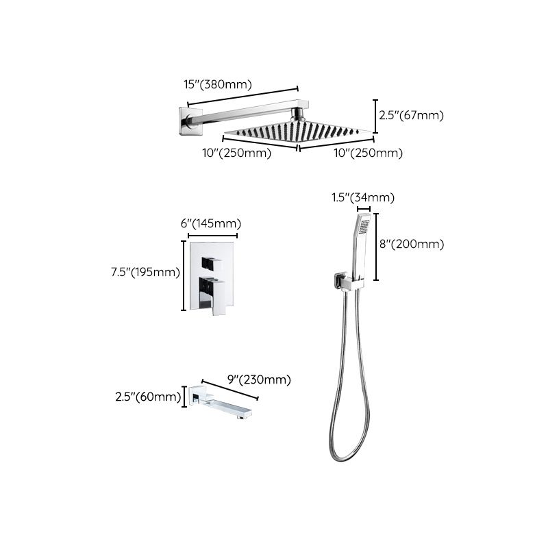 Modern Shower System Brass Adjustable Spray Pattern Ceiling Mounted Shower Combo Clearhalo 'Bathroom Remodel & Bathroom Fixtures' 'Home Improvement' 'home_improvement' 'home_improvement_shower_faucets' 'Shower Faucets & Systems' 'shower_faucets' 'Showers & Bathtubs Plumbing' 'Showers & Bathtubs' 1200x1200_428a45eb-e674-41f9-b2e5-35c7c591ac00