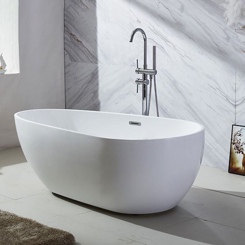 Modern Soaking Bathtub Oval with Drain Acrylic Freestanding Bath Tub Clearhalo 'Bathroom Remodel & Bathroom Fixtures' 'Bathtubs' 'Home Improvement' 'home_improvement' 'home_improvement_bathtubs' 'Showers & Bathtubs' 1200x1200_4293eb16-923d-4a36-a490-08c32ed1759a