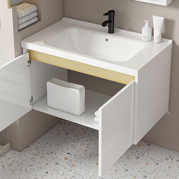 Wall Mount Bath Vanity White Rectangular Single Sink Mirror Metal Frame Vanity with Doors Clearhalo 'Bathroom Remodel & Bathroom Fixtures' 'Bathroom Vanities' 'bathroom_vanities' 'Home Improvement' 'home_improvement' 'home_improvement_bathroom_vanities' 1200x1200_42a3b38b-27ef-403c-a1f0-9ba05547adfc