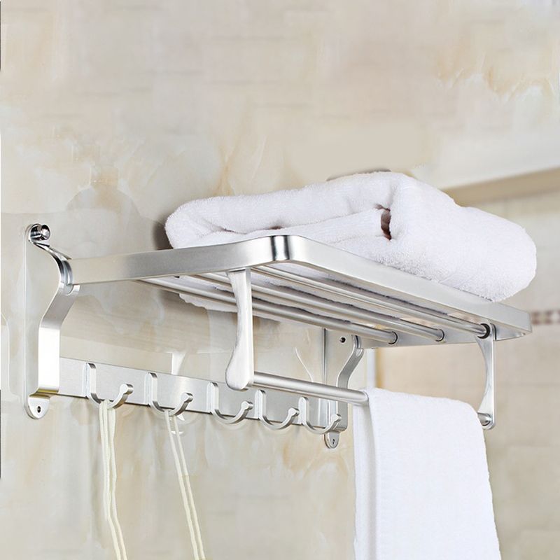 Modern 5/6-Piece Bathroom Accessory Set with Bath Shelf/Robe Hooks/Towel Bar Clearhalo 'Bathroom Hardware Sets' 'Bathroom Hardware' 'Bathroom Remodel & Bathroom Fixtures' 'bathroom_hardware_sets' 'Home Improvement' 'home_improvement' 'home_improvement_bathroom_hardware_sets' 1200x1200_42c3c8c9-5f29-4b1f-a131-a571893347c3