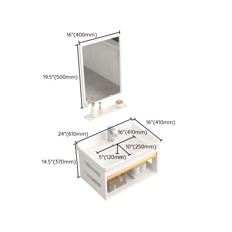 Wall Mounted Vanity Set White Storage Shelf Faucet Sink Vanity with Mirror Clearhalo 'Bathroom Remodel & Bathroom Fixtures' 'Bathroom Vanities' 'bathroom_vanities' 'Home Improvement' 'home_improvement' 'home_improvement_bathroom_vanities' 1200x1200_43231d79-7021-4a6d-96b6-70d1b32b778f