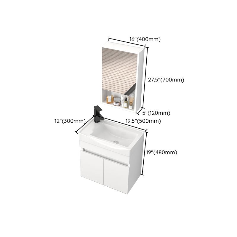 Modern Wall Mount Bathroom Vanity White Ceramic Single-Sink Rectangular Vanity Set Clearhalo 'Bathroom Remodel & Bathroom Fixtures' 'Bathroom Vanities' 'bathroom_vanities' 'Home Improvement' 'home_improvement' 'home_improvement_bathroom_vanities' 1200x1200_43823209-8549-4043-b267-8978d3bc4b7e