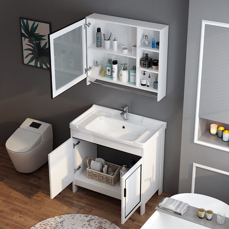 Metal Modern Bathroom Vanity Freestanding Faucet Included Sink Vanity Clearhalo 'Bathroom Remodel & Bathroom Fixtures' 'Bathroom Vanities' 'bathroom_vanities' 'Home Improvement' 'home_improvement' 'home_improvement_bathroom_vanities' 1200x1200_43c21005-8c99-4b4d-8b5d-96f0f30679c8