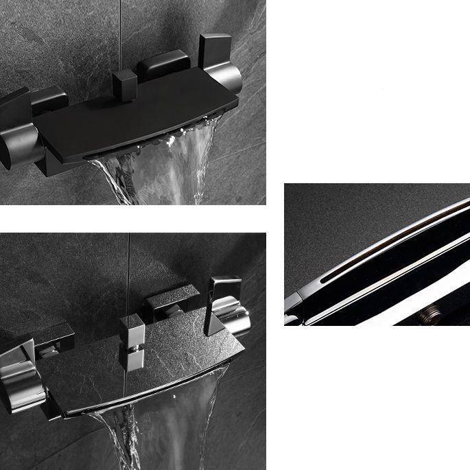 Wall Mounted Metal Tub Filler Low Arc Waterfall Bathroom Tub Faucet Trim Clearhalo 'Bathroom Remodel & Bathroom Fixtures' 'Bathtub Faucets' 'bathtub_faucets' 'Home Improvement' 'home_improvement' 'home_improvement_bathtub_faucets' 1200x1200_43de2591-44a5-4f3c-8d7f-741bc6017f39