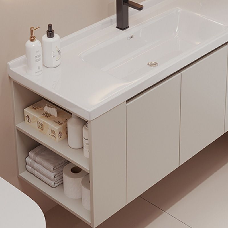 White Modern Solid Wood Rectangular Single-Sink Bathroom Vanity Set Clearhalo 'Bathroom Remodel & Bathroom Fixtures' 'Bathroom Vanities' 'bathroom_vanities' 'Home Improvement' 'home_improvement' 'home_improvement_bathroom_vanities' 1200x1200_4419c365-a98a-4540-93c5-949cb55e6fe9