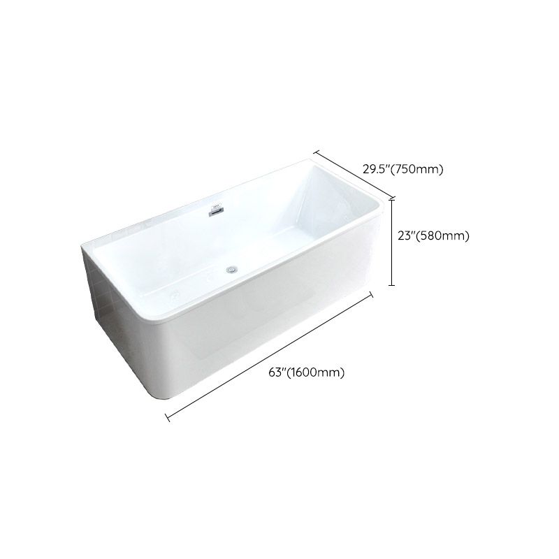 Rectangle Modern White Acrylic Bathtub Back to Wall with Drain and Massage Device Bath Tub Clearhalo 'Bathroom Remodel & Bathroom Fixtures' 'Bathtubs' 'Home Improvement' 'home_improvement' 'home_improvement_bathtubs' 'Showers & Bathtubs' 1200x1200_441ec8ae-94f9-4b86-96c0-e5fe041a4e8d