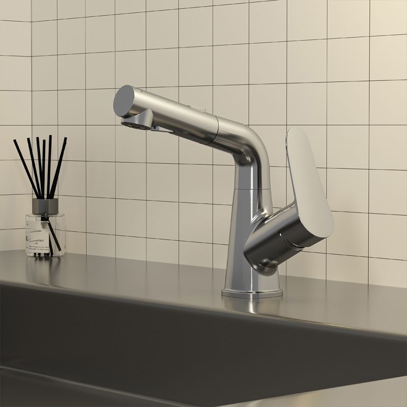 Swivel Spout Vessel Sink Faucet Lever Handle with Pull Out Sprayer Clearhalo 'bathroom_sink_faucets' 'Conjunta de Baño y Conjunta de Grifo' 'Coronamiento de Baño y Dispositivo de Baño' 'Grifo del lavabo del baño' 'Hogar' 'home_improvement' 'home_improvement_bathroom_sink_faucets' 'Mejoras para el hogar' 1200x1200_44202b32-2f2d-42d5-abfb-5af8bc7e9896