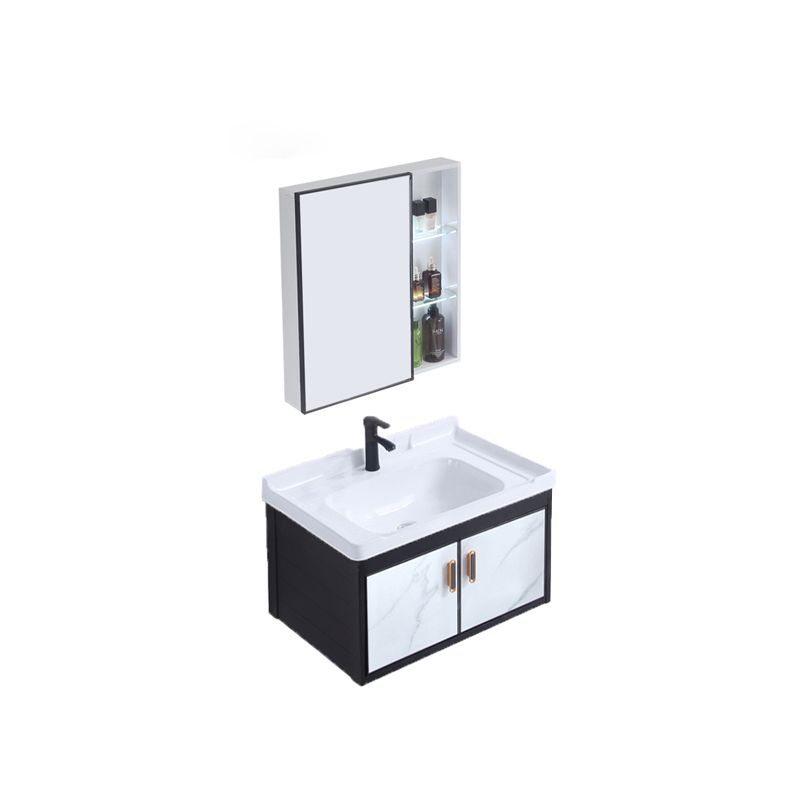 Rectangle Bathroom Vanity Glam Wall Mount Single Sink Mirror Bathroom Vanity Set Clearhalo 'Bathroom Remodel & Bathroom Fixtures' 'Bathroom Vanities' 'bathroom_vanities' 'Home Improvement' 'home_improvement' 'home_improvement_bathroom_vanities' 1200x1200_44557773-7f29-446f-bbe3-dd8d8a1e9185