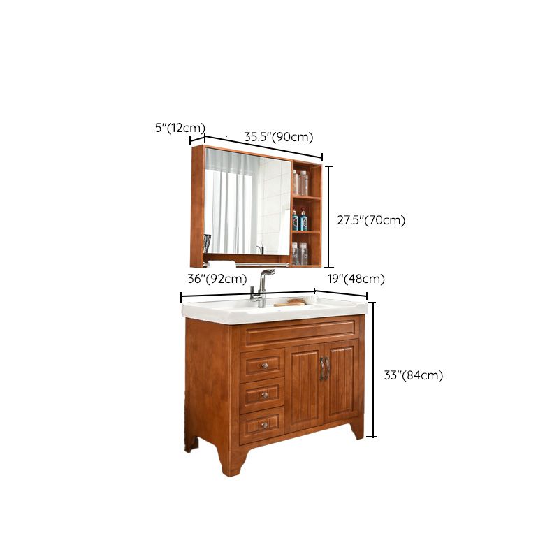 Wood Traditional Sink Vanity Freestanding Bathroom Vanity Set with Mirror Clearhalo 'Bathroom Remodel & Bathroom Fixtures' 'Bathroom Vanities' 'bathroom_vanities' 'Home Improvement' 'home_improvement' 'home_improvement_bathroom_vanities' 1200x1200_446c4a97-9bda-4a82-aef3-7be26c40dc65