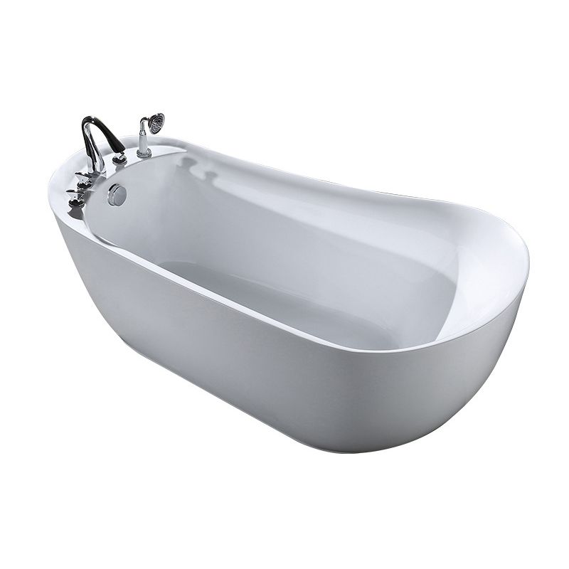 White Acrylic Oval Bathtub Soaking Freestanding Tub with Faucet Clearhalo 'Bathroom Remodel & Bathroom Fixtures' 'Bathtubs' 'Home Improvement' 'home_improvement' 'home_improvement_bathtubs' 'Showers & Bathtubs' 1200x1200_447cf690-c5db-4801-9474-a34c1c5f0db0